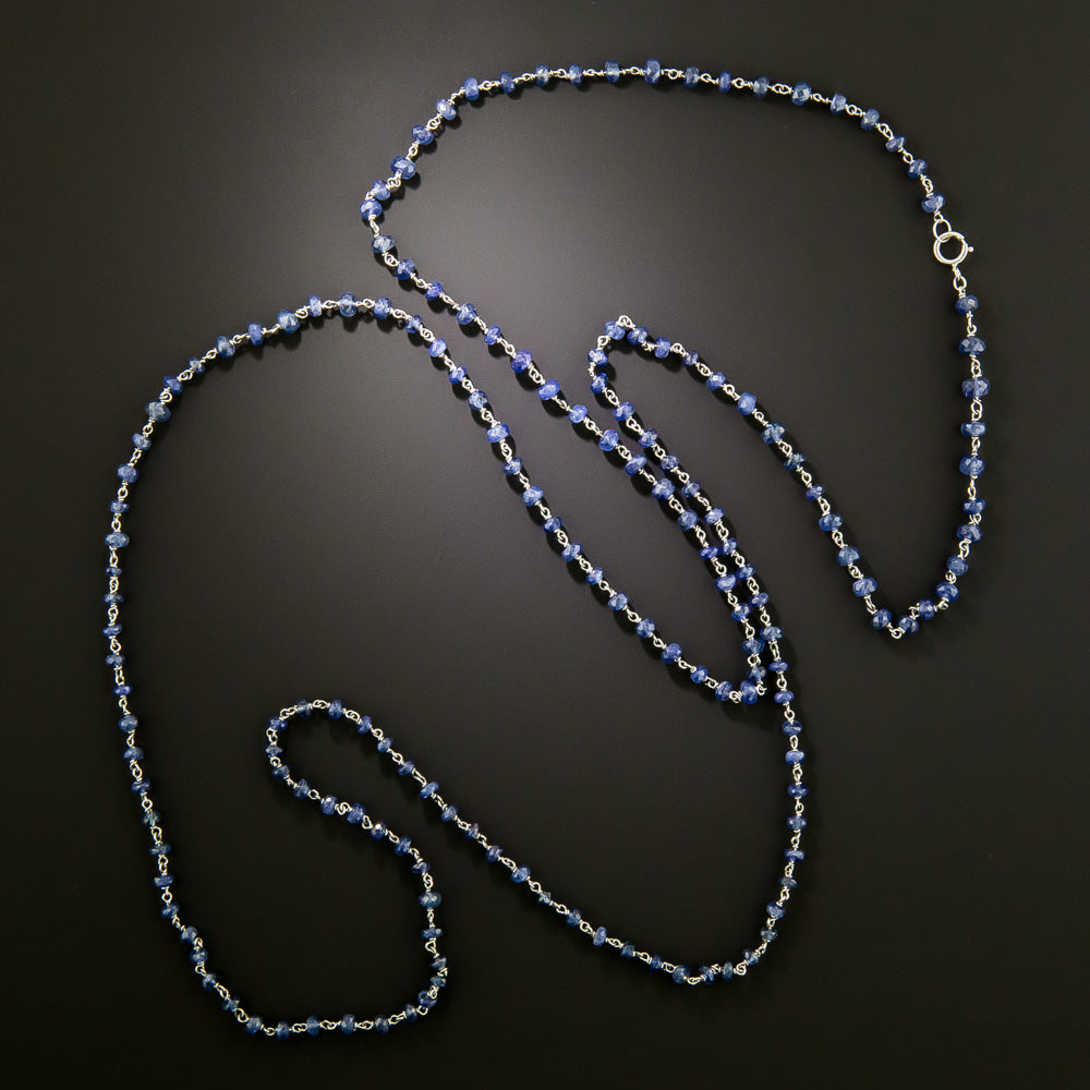 Art Deco Style Sapphire Rondelle Necklace, 36 Inches - 3