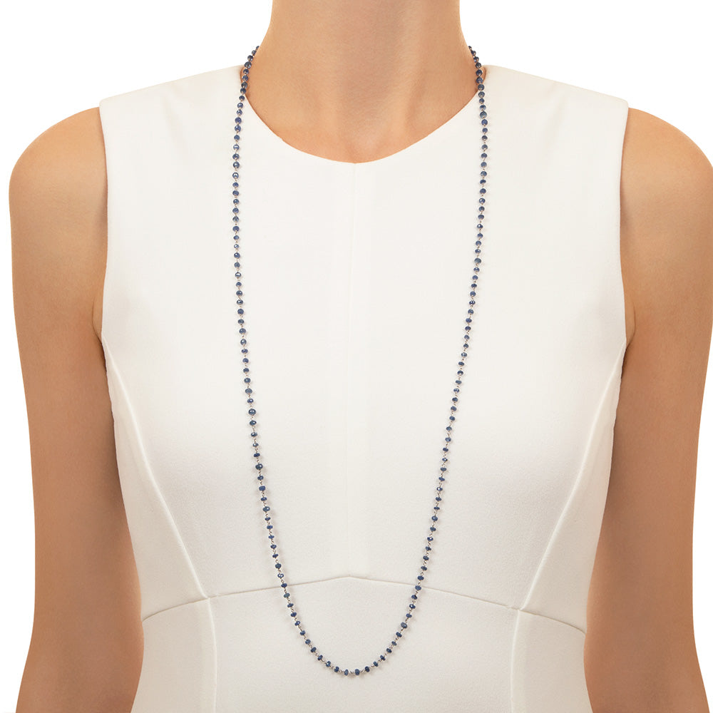 Art Deco Style Sapphire Rondelle Necklace, 36 Inches - 4