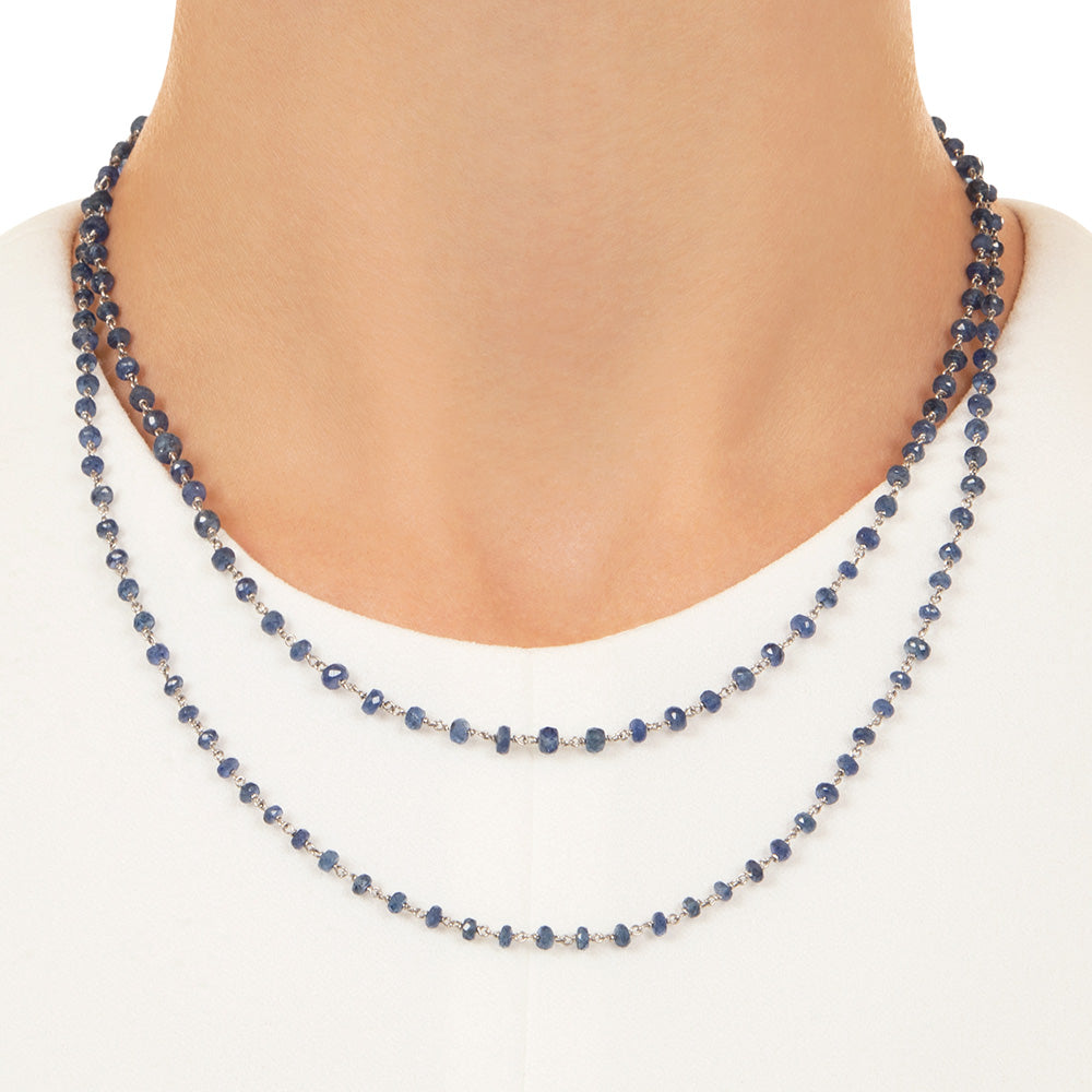 Art Deco Style Sapphire Rondelle Necklace, 36 Inches - 5