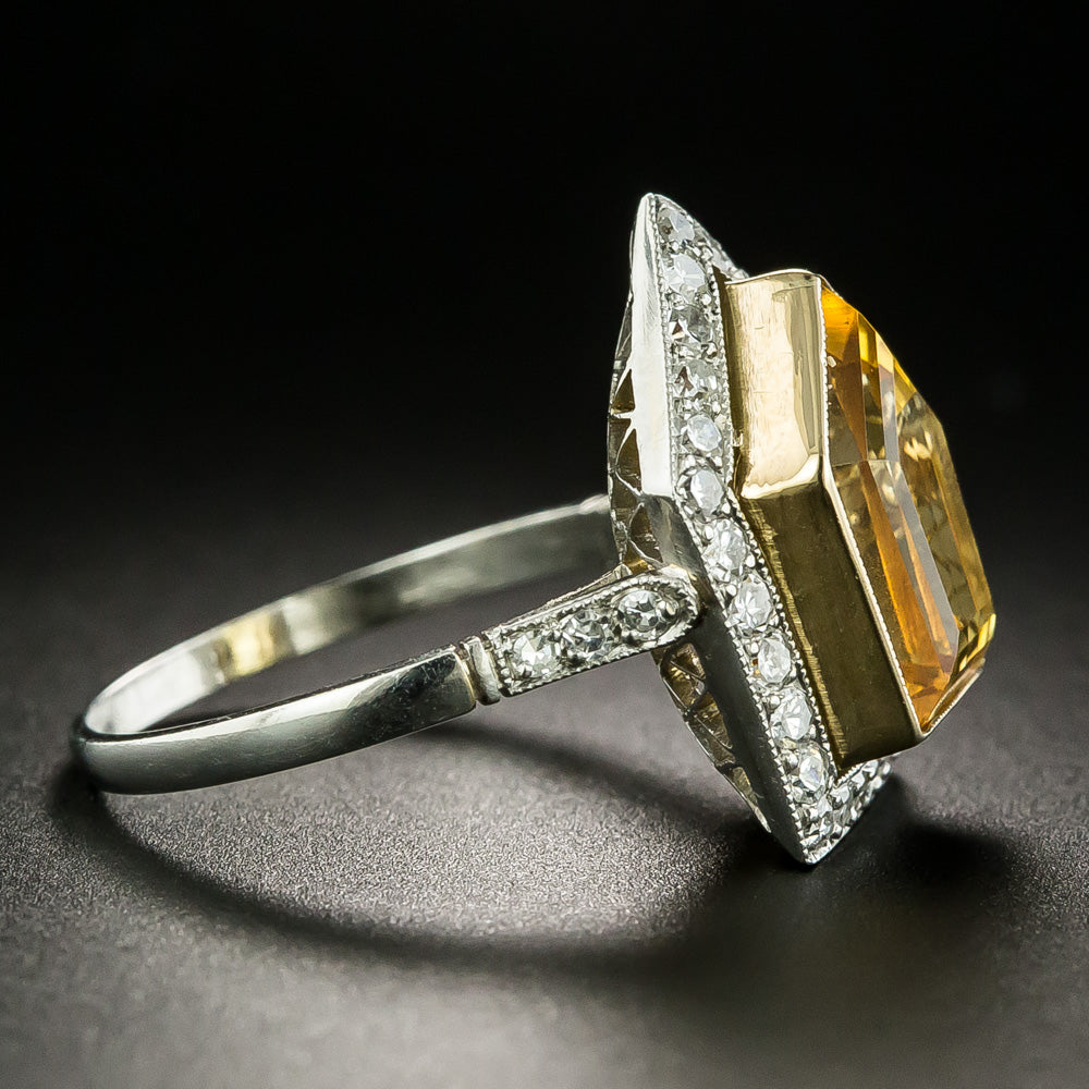 Art Deco-Style Shield-Shaped Citrine and Diamond Ring - 3