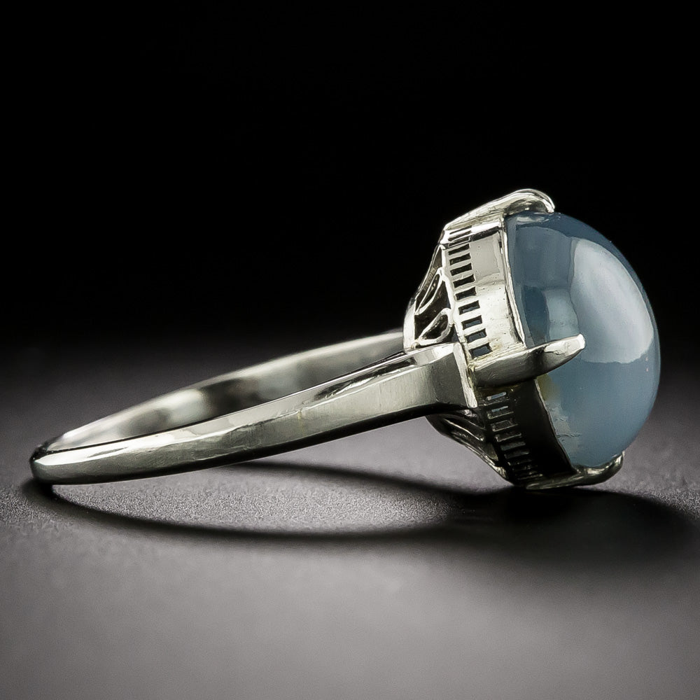 Art Deco-Style Star Sapphire Solitaire Ring - 3