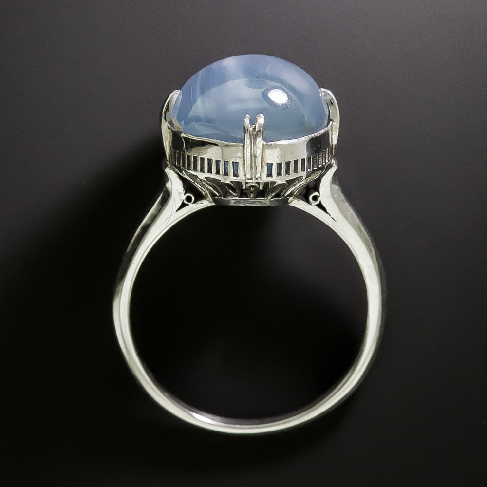 Art Deco-Style Star Sapphire Solitaire Ring - 4
