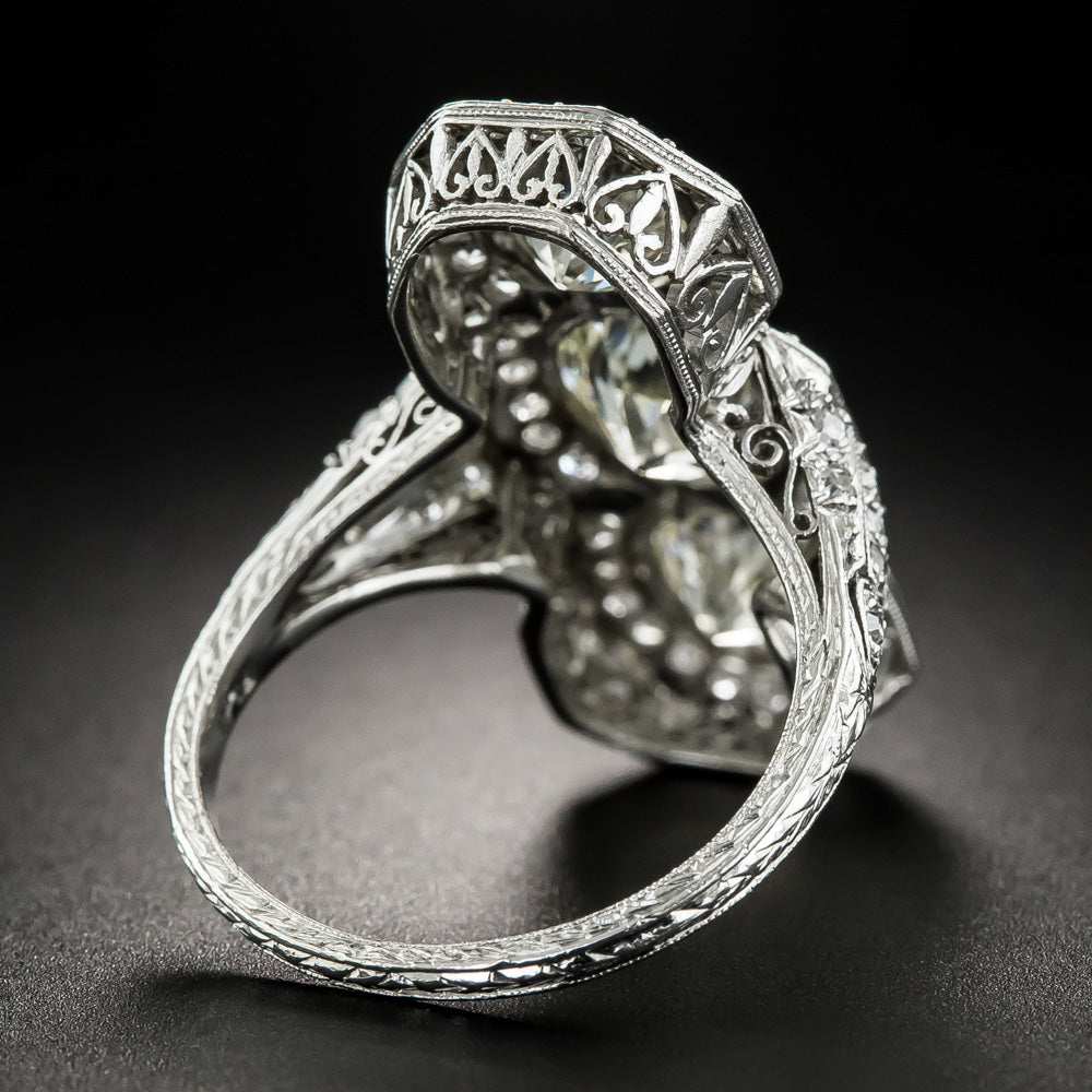 Art Deco Three-Stone 4.56 Carat Total Weight Diamond Dinner Ring -  GIA - 9