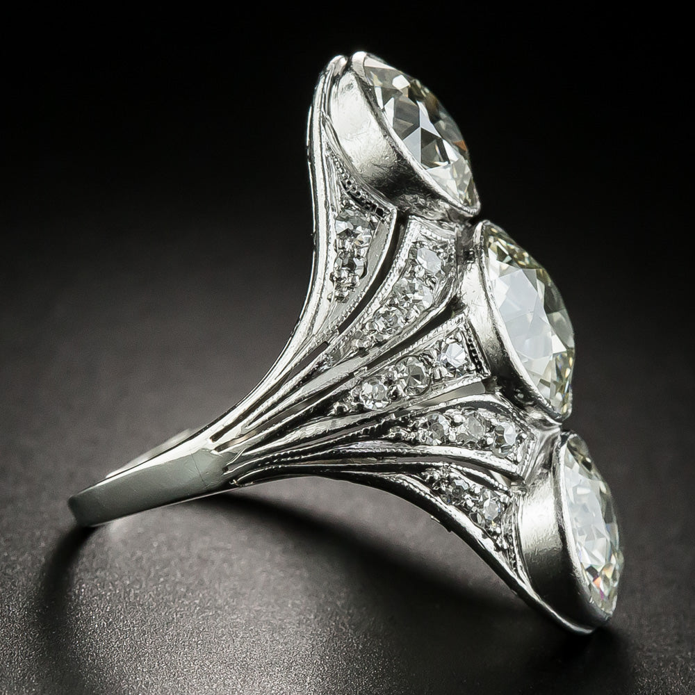 Art Deco Three-Stone Diamond Dinner Ring  - 5