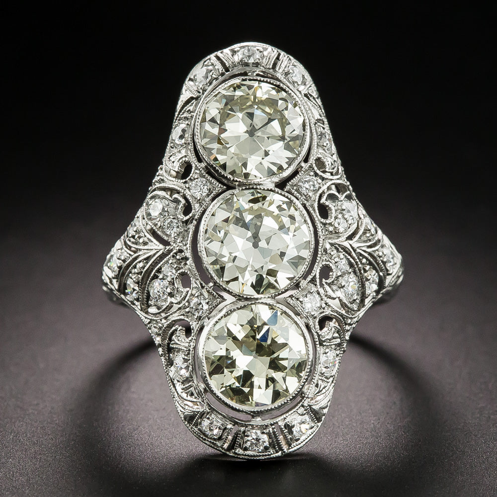 Art Deco Three-Stone Diamond Dinner Ring - 3