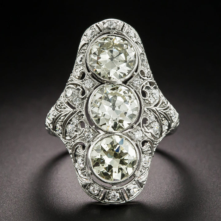 Art Deco Three-Stone Diamond Dinner Ring