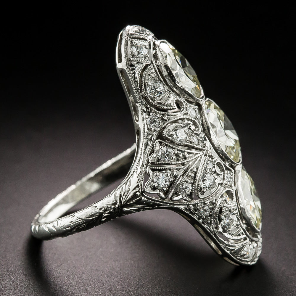 Art Deco Three-Stone Diamond Dinner Ring - 4