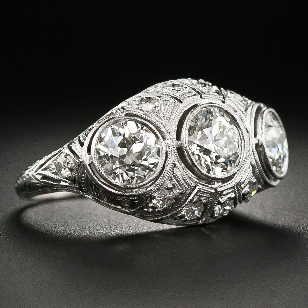 Art Deco Three-Stone Diamond Ring - 8