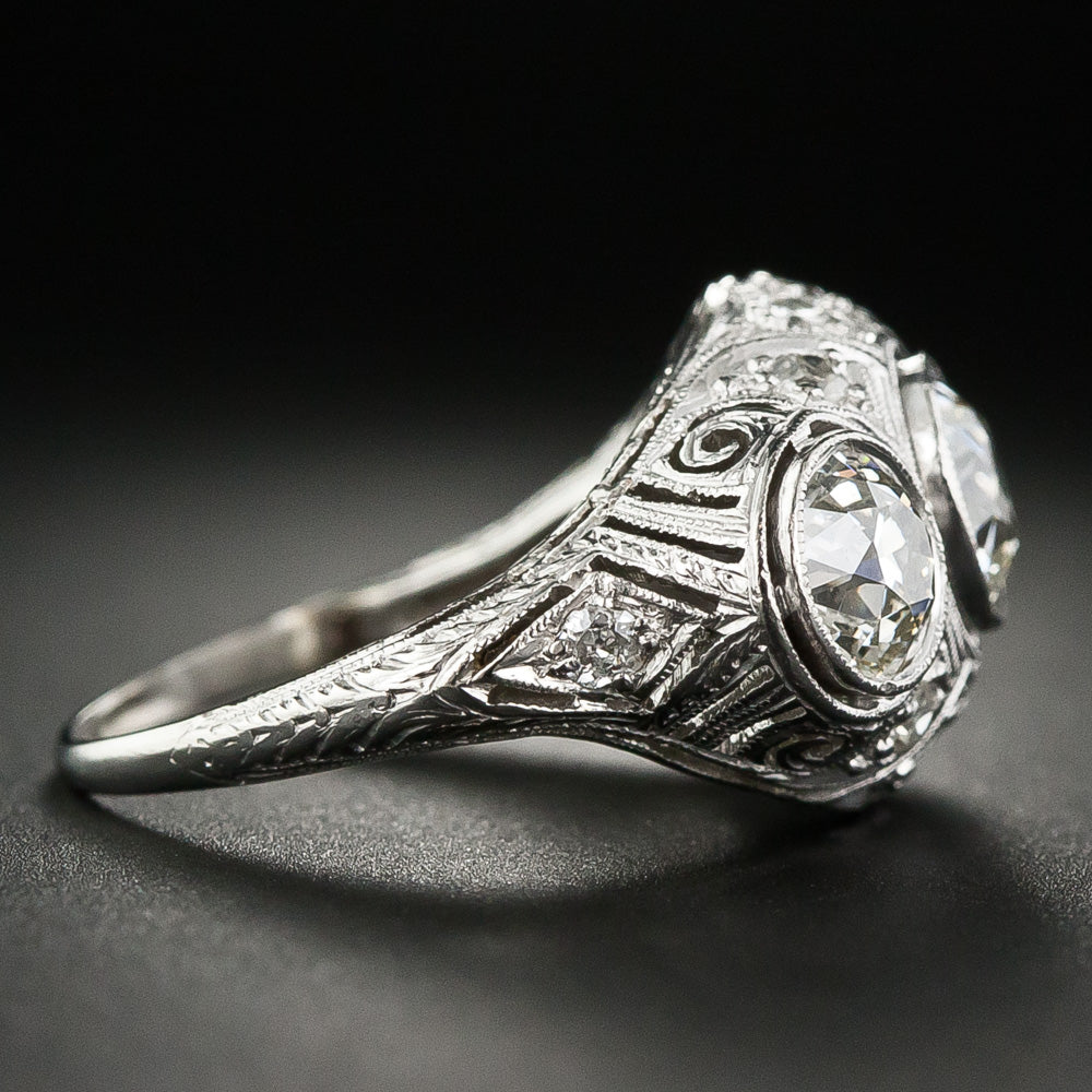 Art Deco Three-Stone Diamond Ring - 9