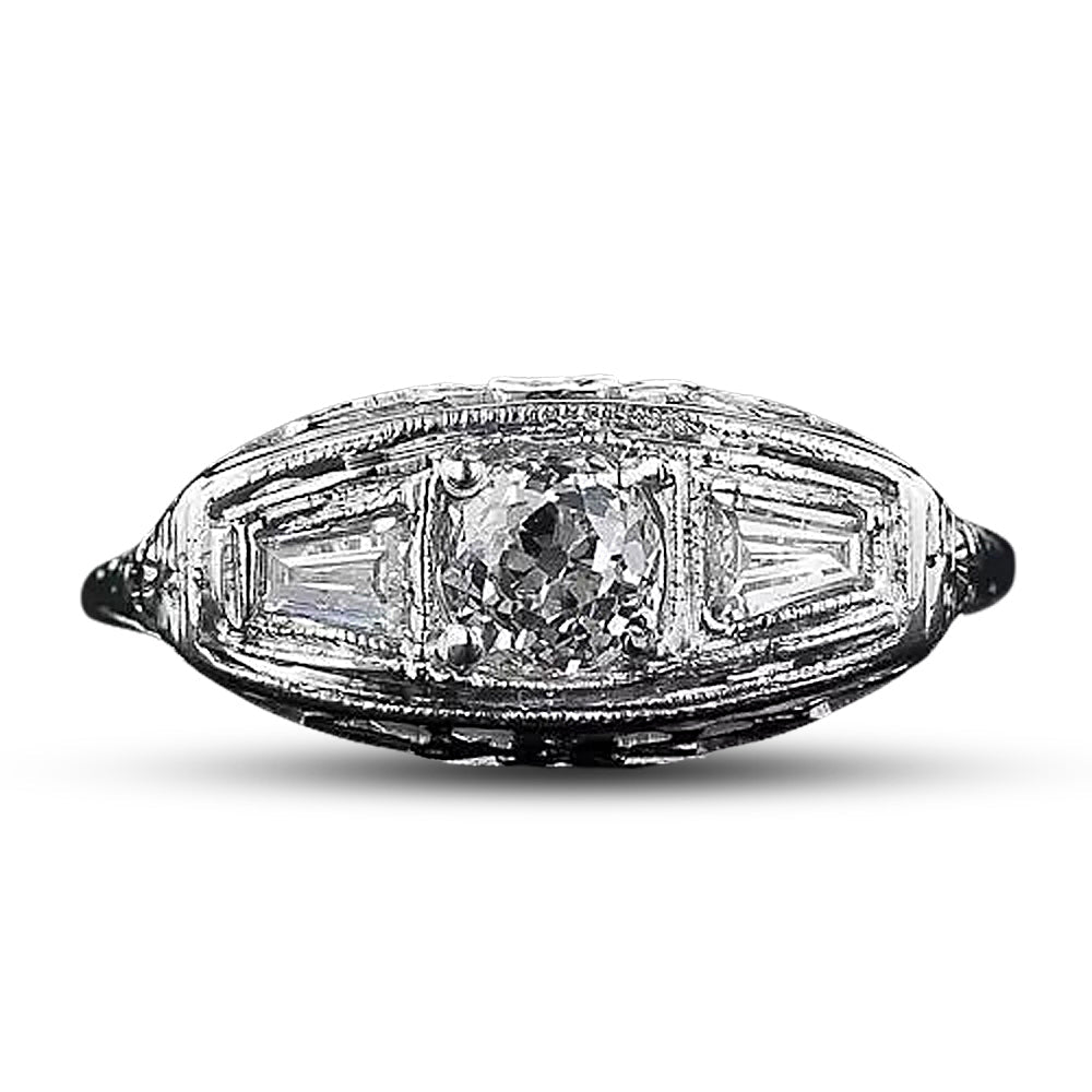 Art Deco Three-Stone Diamond Ring - 10