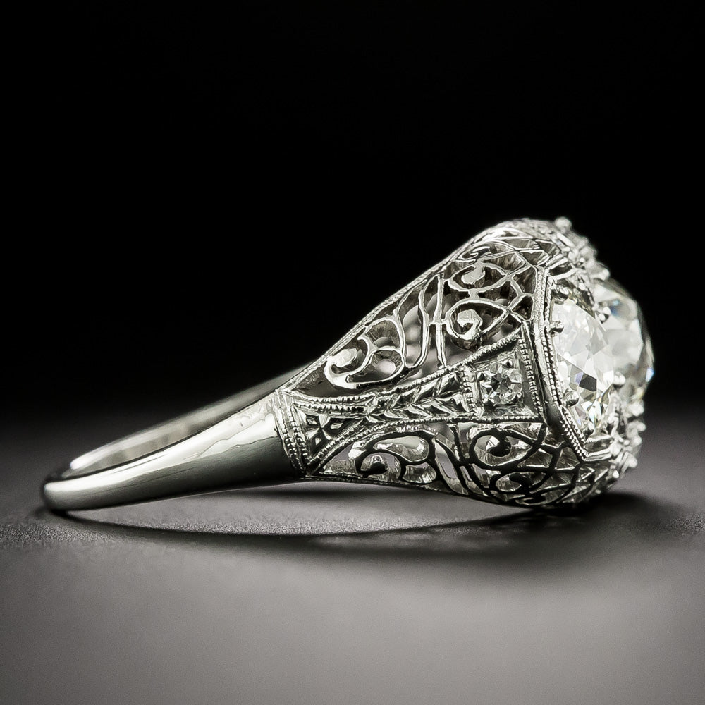 Art Deco Three-Stone Diamond Ring - GIA - 4