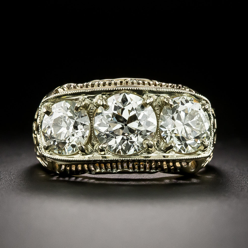 Art Deco Three-Stone Diamond Ring - GIA - 3