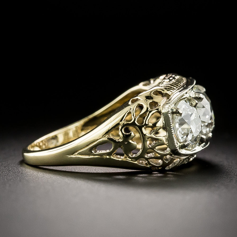 Art Deco Three-Stone Diamond Ring - GIA - 4