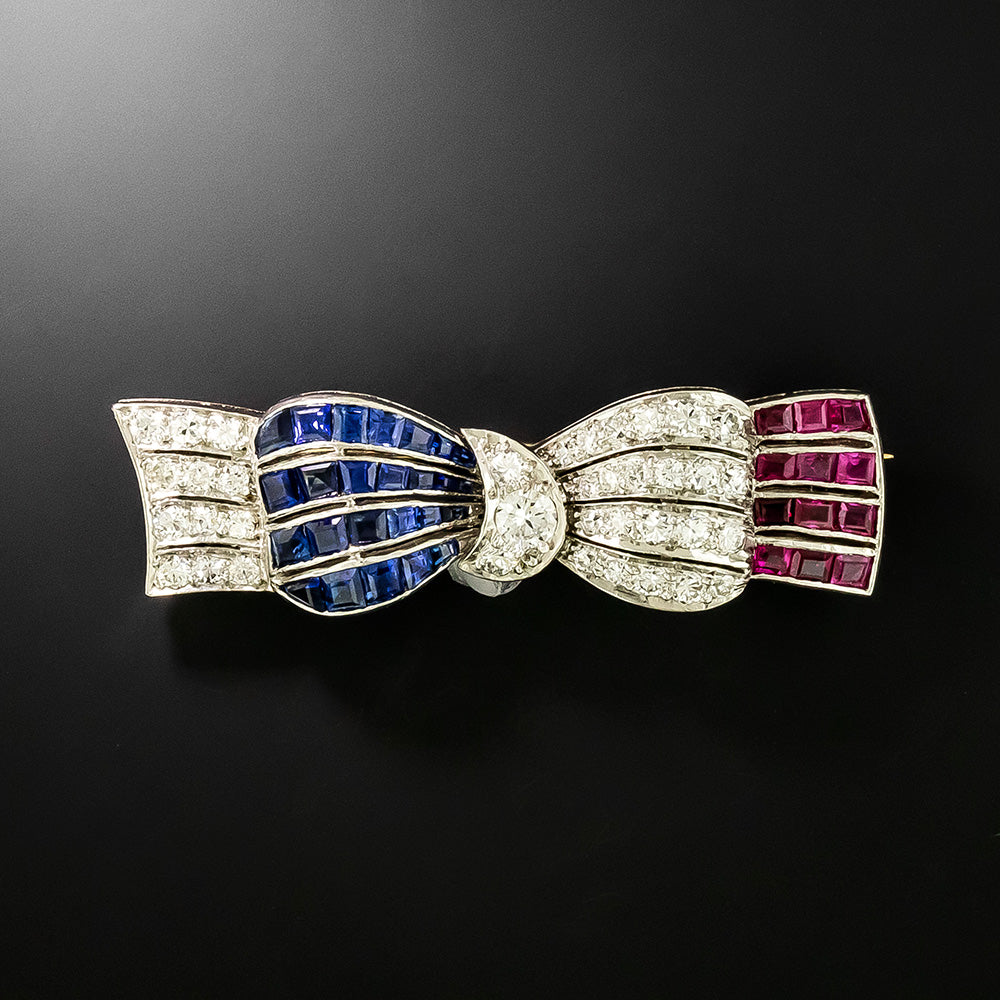 Art Deco Tiffany & Co. Patriotic Bow Brooch  - 2
