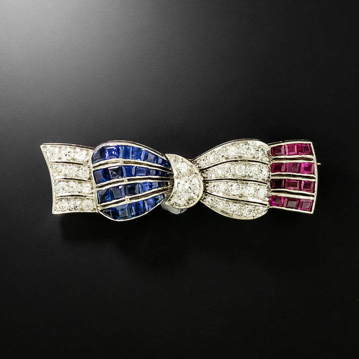 Art Deco Tiffany & Co. Patriotic Bow Brooch