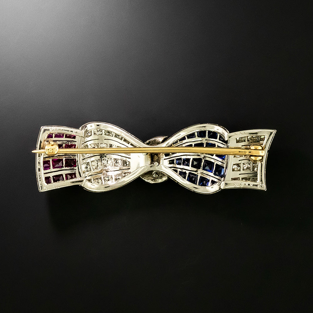 Art Deco Tiffany & Co. Patriotic Bow Brooch  - 3