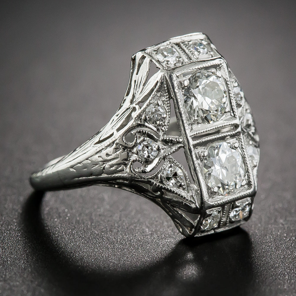 Art Deco Toi et Moi Diamond Dinner Ring - 6