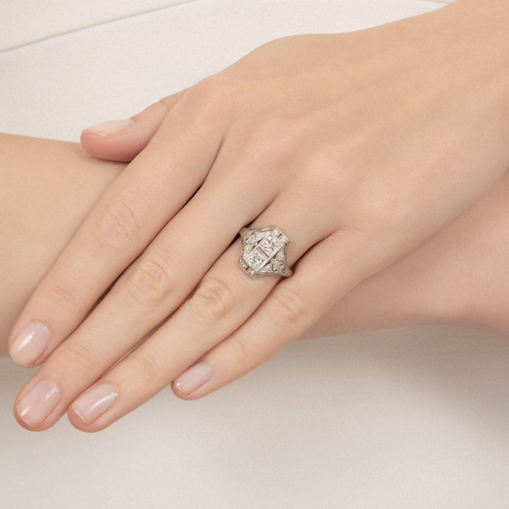 Art Deco Toi et Moi Diamond Dinner Ring - 10