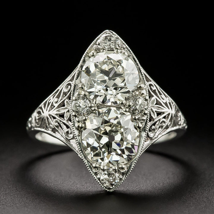 Art Deco Toi et Moi Diamond Dinner Ring - GIA