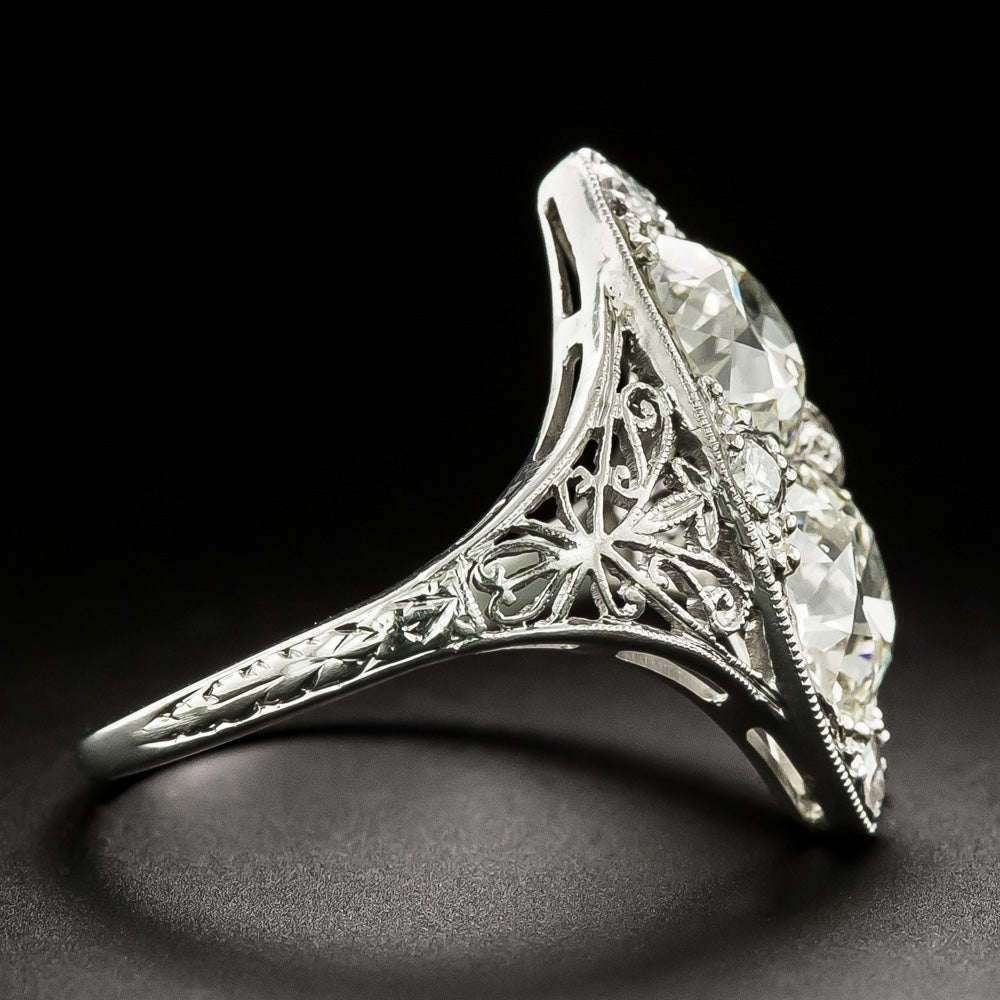 Art Deco Toi et Moi Diamond Dinner Ring - GIA  - 3