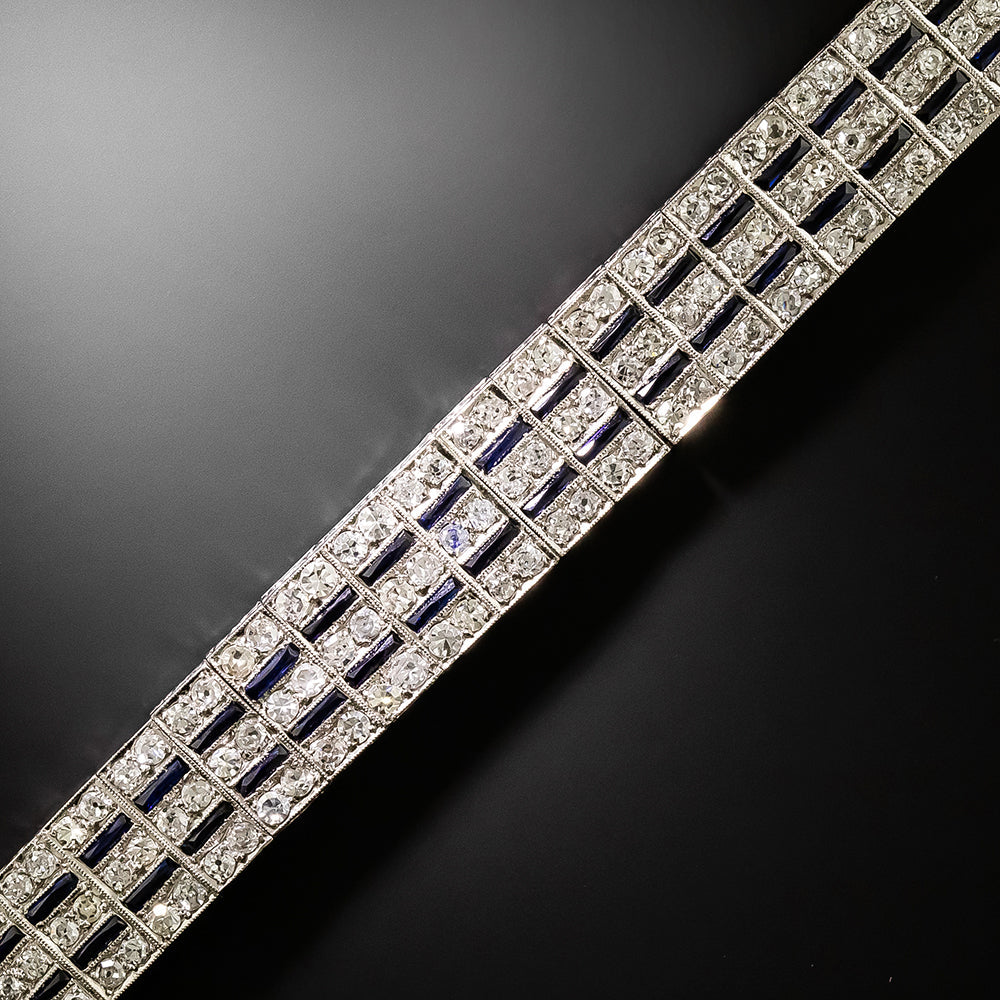 Art Deco Triple-Row Diamond and Sapphire* Bracelet - 3