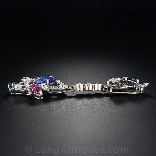 Art Deco Tutti-Frutti Flower Basket Brooch - 4