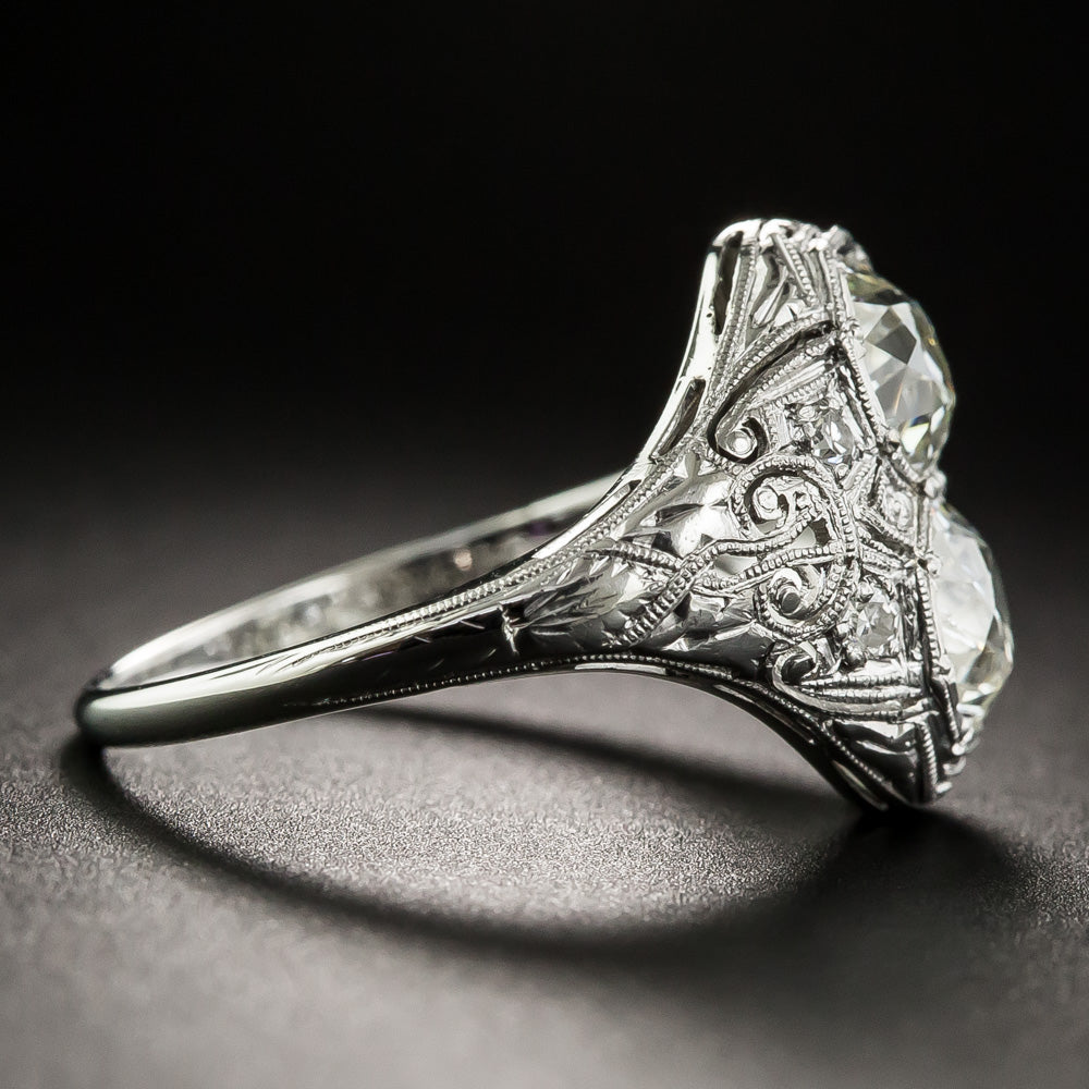 Art Deco Twin Stone Diamond Toi et Moi Ring - 7