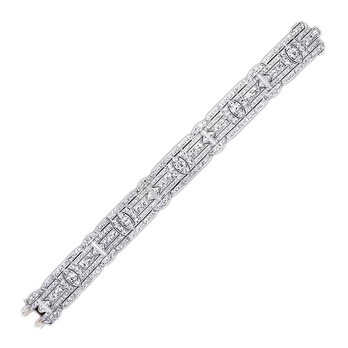 Art Deco Wide Diamond Bracelet - 3