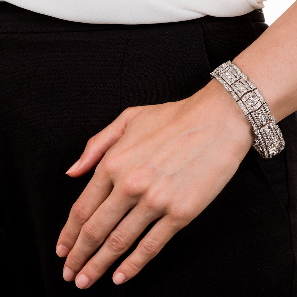 Art Deco Wide Diamond Bracelet - 4