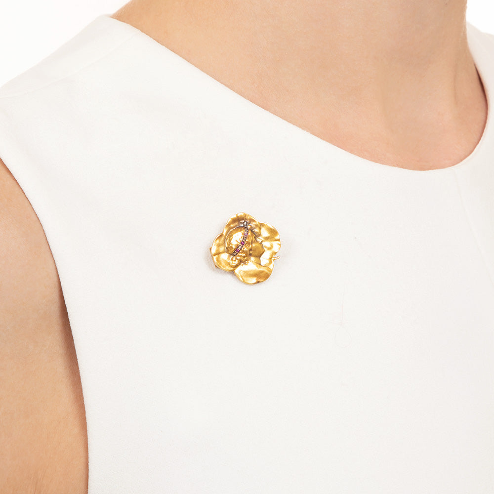 Art Nouveau 14K Austro-Hungarian Femme Brooch - 4