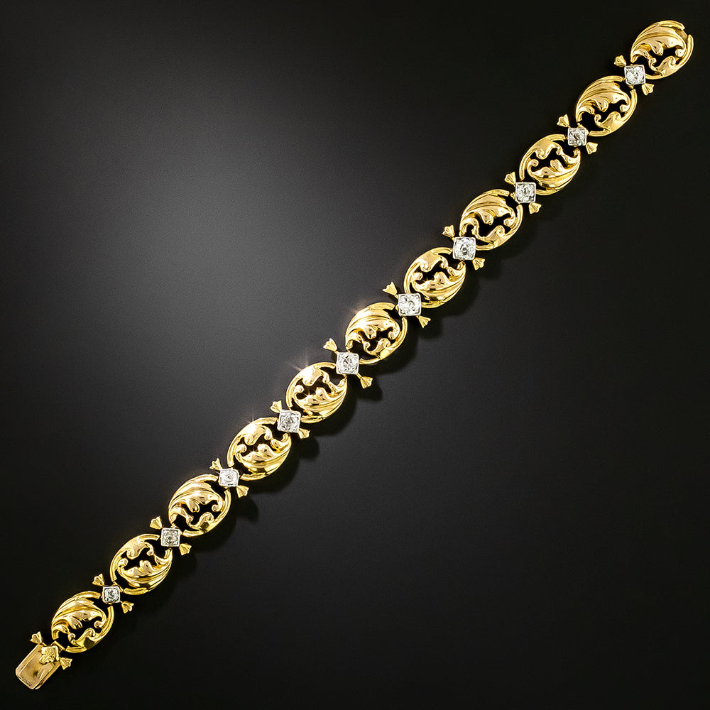 Art Nouveau 18K Diamond Bracelet - 2