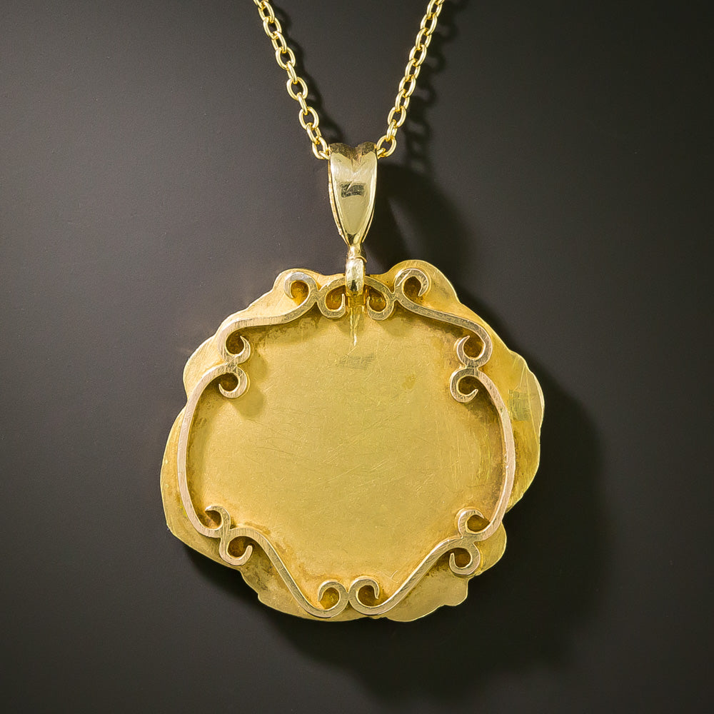 Art Nouveau 18K Enamel Femme Pendant - 5