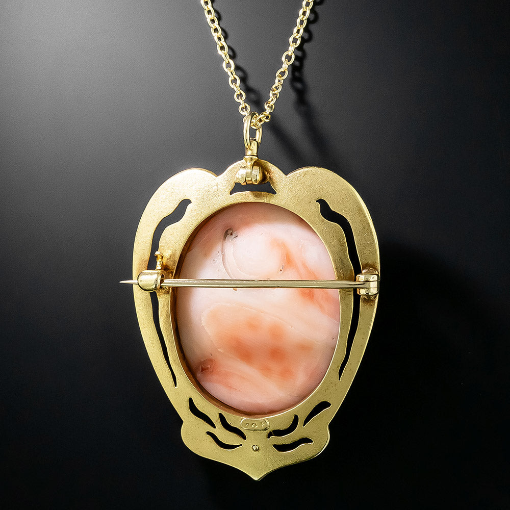Art Nouveau Coral Cameo Pin/Pendant - 3