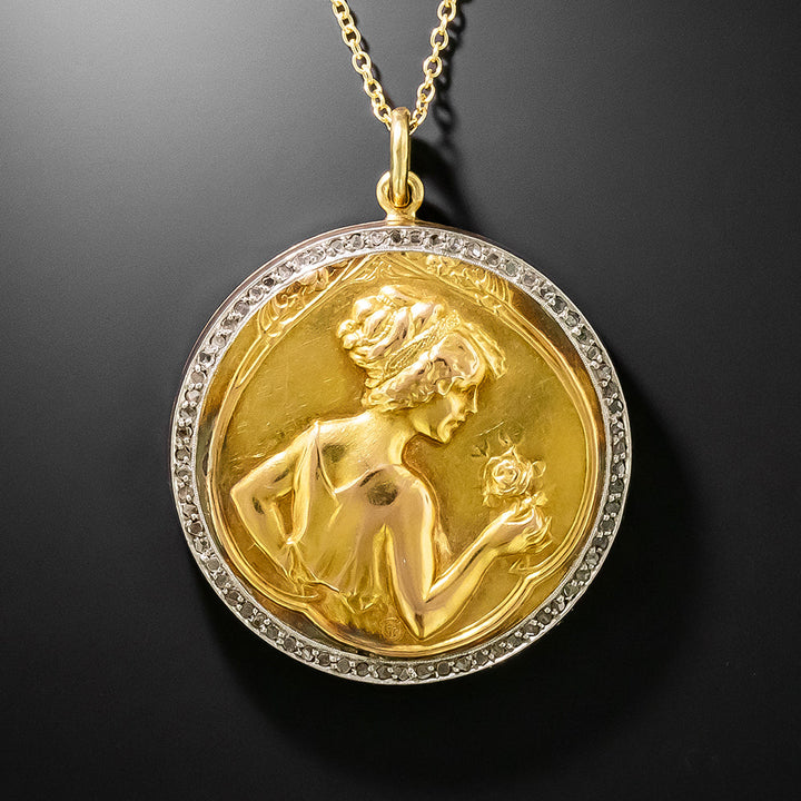 Art Nouveau Diamond 18K Pendant/Locket