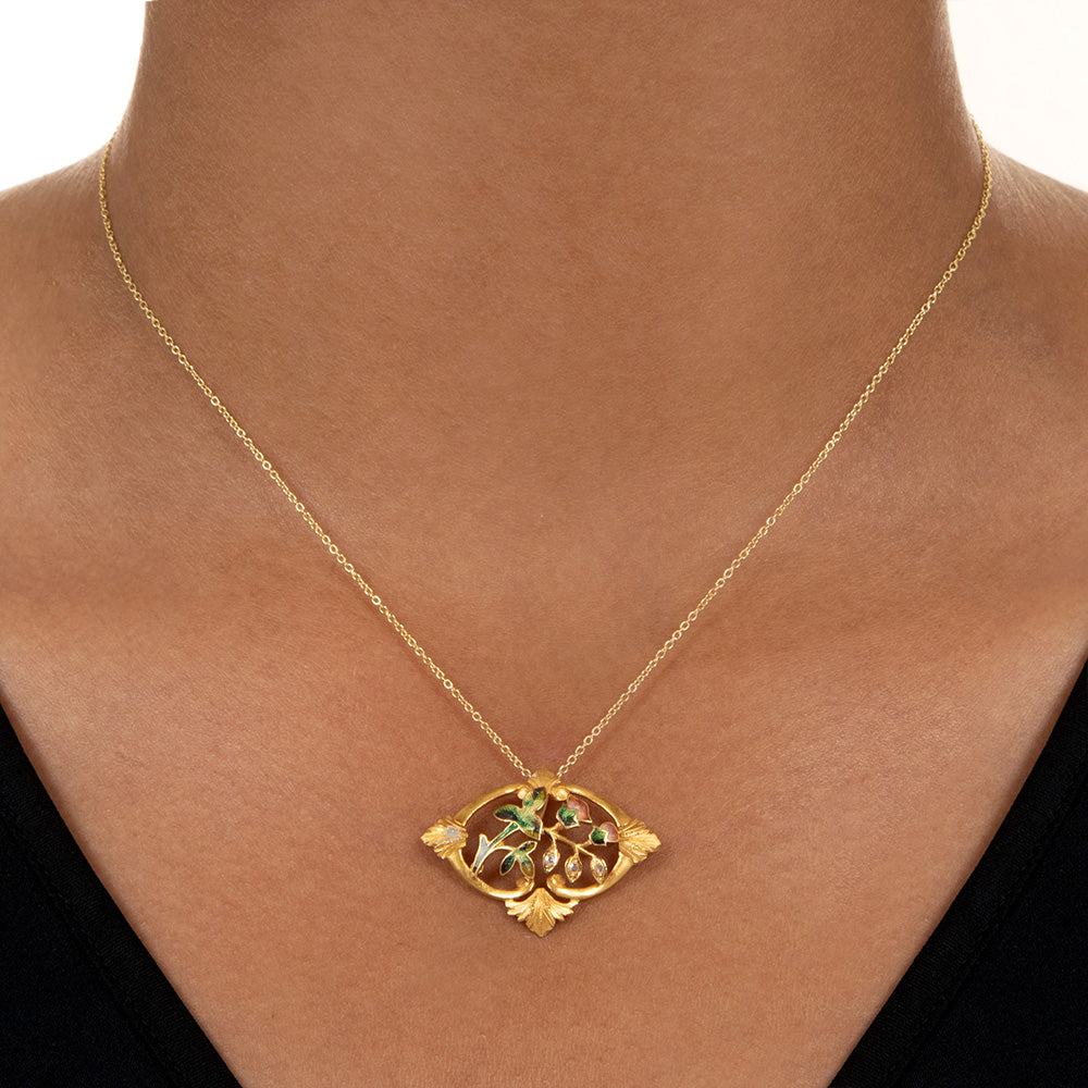 Art Nouveau Diamond and Enamel Pendant - 4