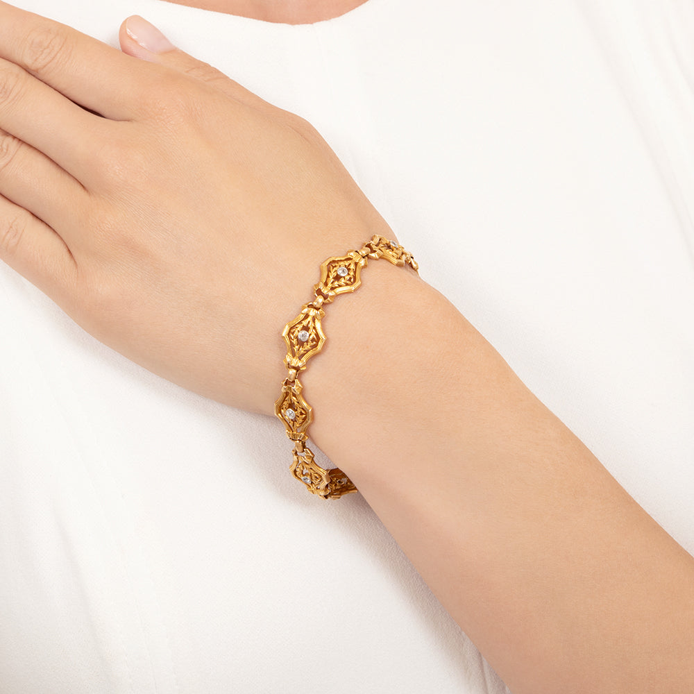 Art Nouveau Diamond Link Bracelet - 6