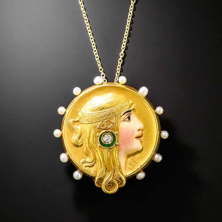 Art Nouveau Egyptian Revival Pendant/Brooch