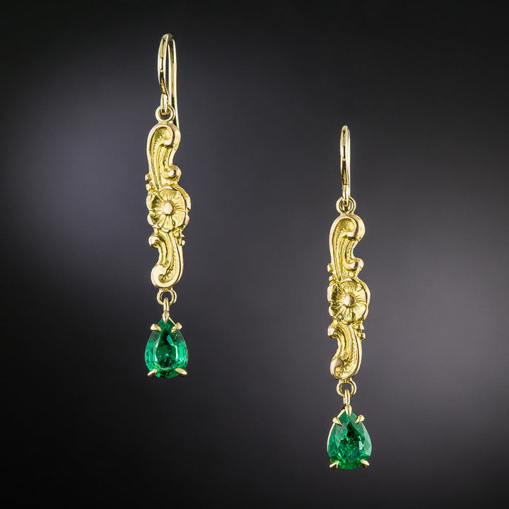 Art Nouveau Emerald Dangle Earrings