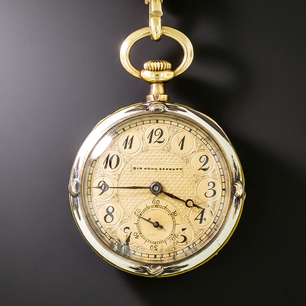 Art Nouveau Enamel and Diamond Lapel/Pendant Watch - 3