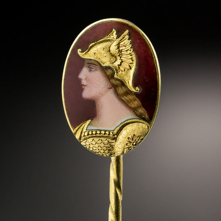 Art Nouveau Enamel Brunhilde Stickpin