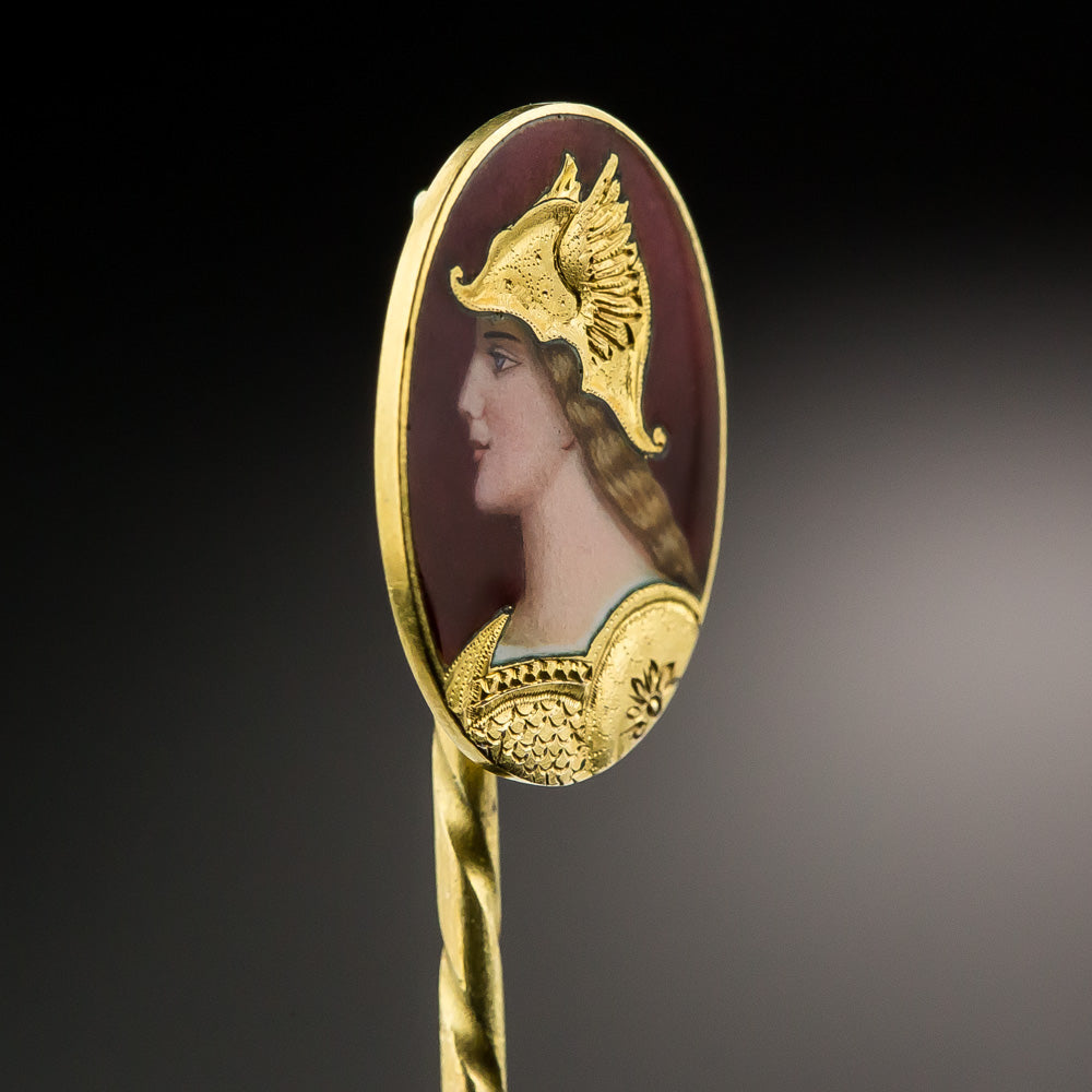 Art Nouveau Enamel Brunhilde Stickpin - 7