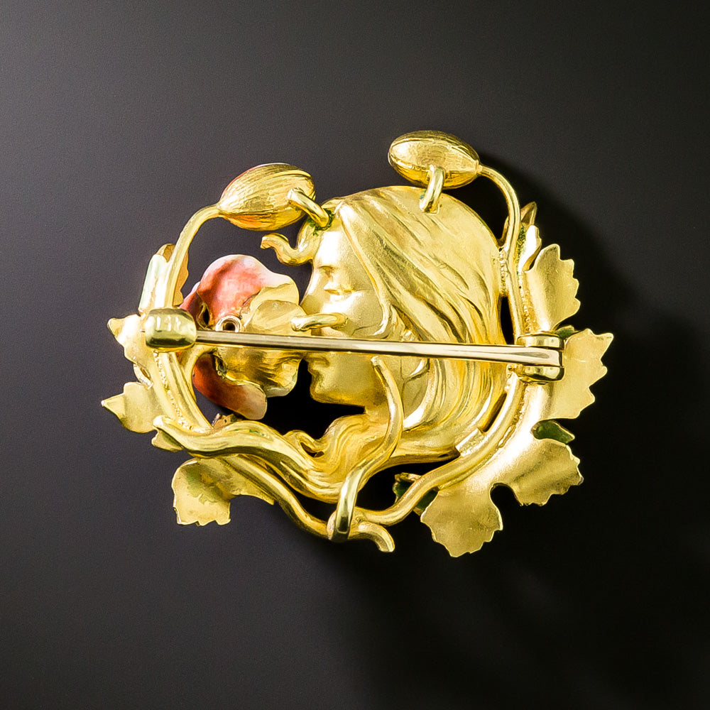 Art Nouveau Enamel Flower Brooch by Krementz  - 4