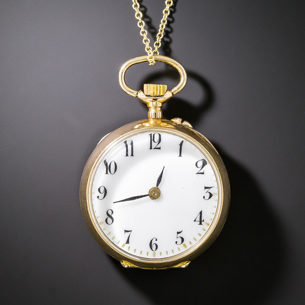 Art Nouveau Enamel Pendant Watch  - 3