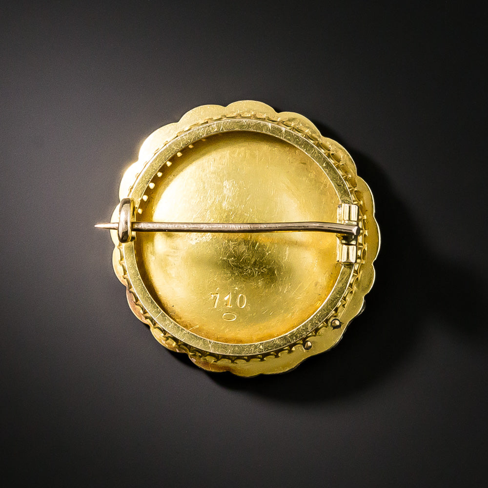 Art Nouveau Enamel Portrait and Diamond Pin - 3