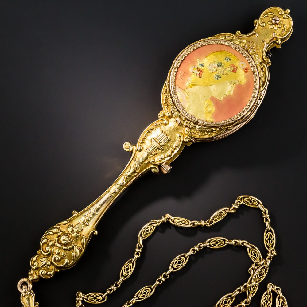 Art Nouveau Enameled Lorgnette - 2