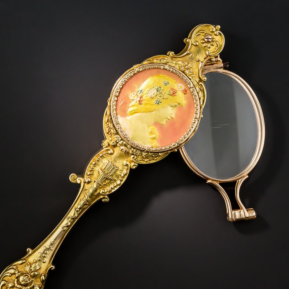 Art Nouveau Enameled Lorgnette - 4