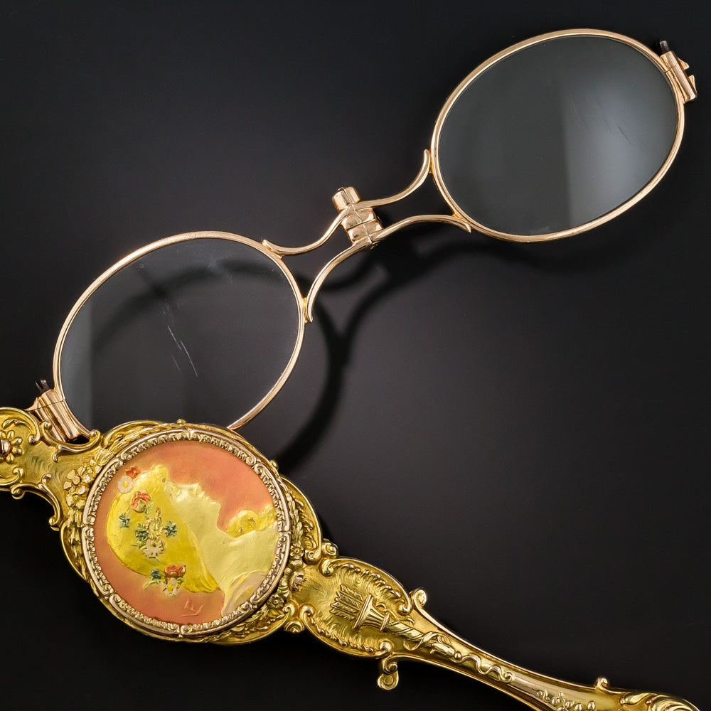 Art Nouveau Enameled Lorgnette - 5