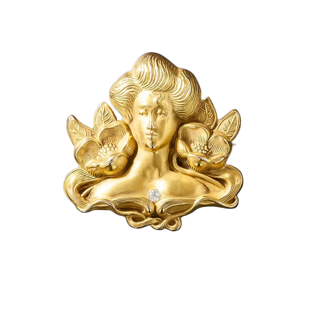 Art Nouveau Femme Diamond Brooch - 3