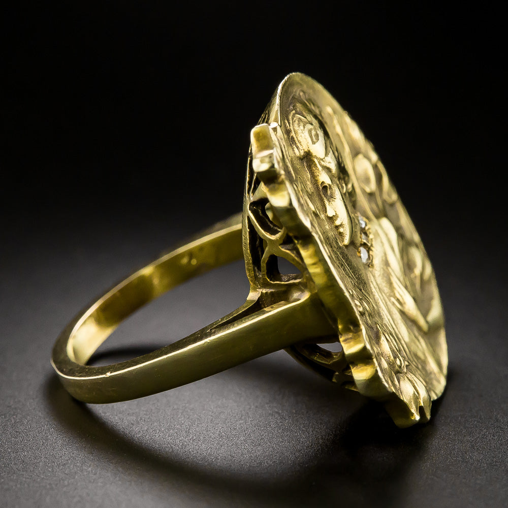 Art Nouveau Femme en Habille Ring - 4