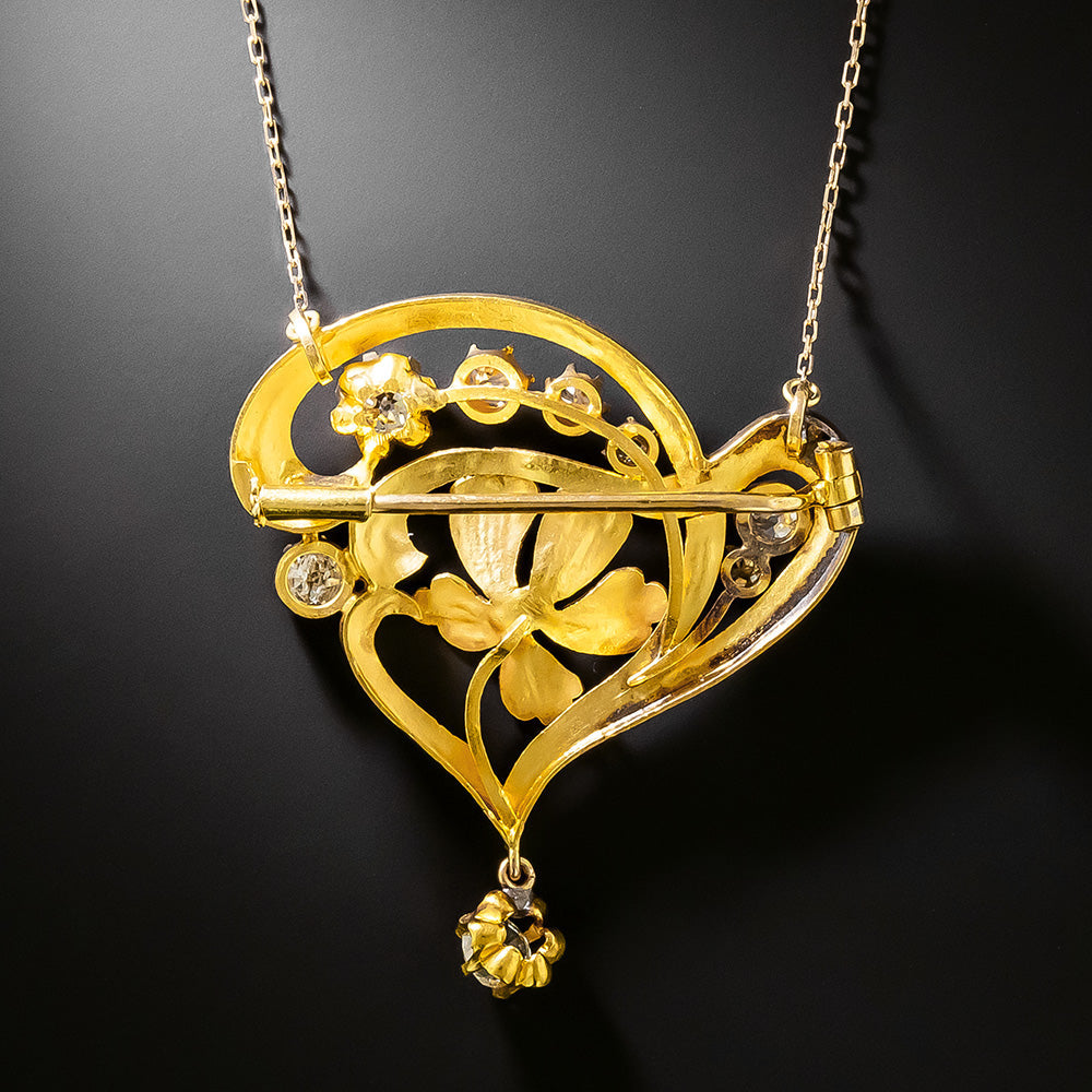 Art Nouveau Floral Diamond Necklace/Brooch - 3